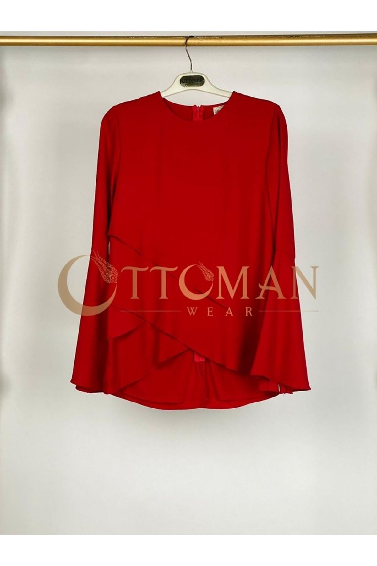 OTW1024 Krep Bluz Kırmızı