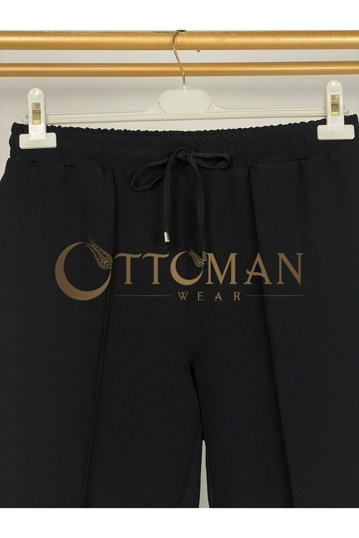 OTW153 Beli Lastikli Pantolon Siyah