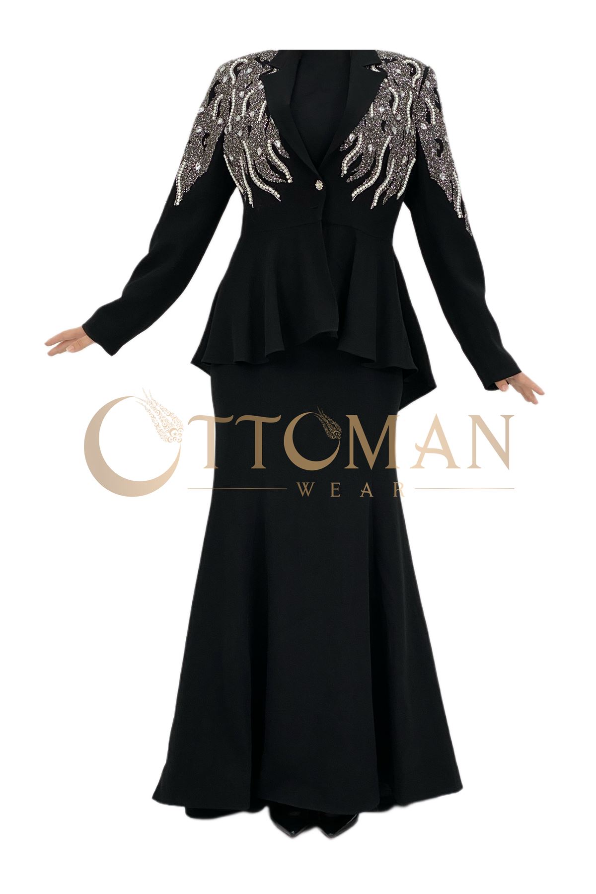 OTW36952 İkili Abiye Elbise Siyah