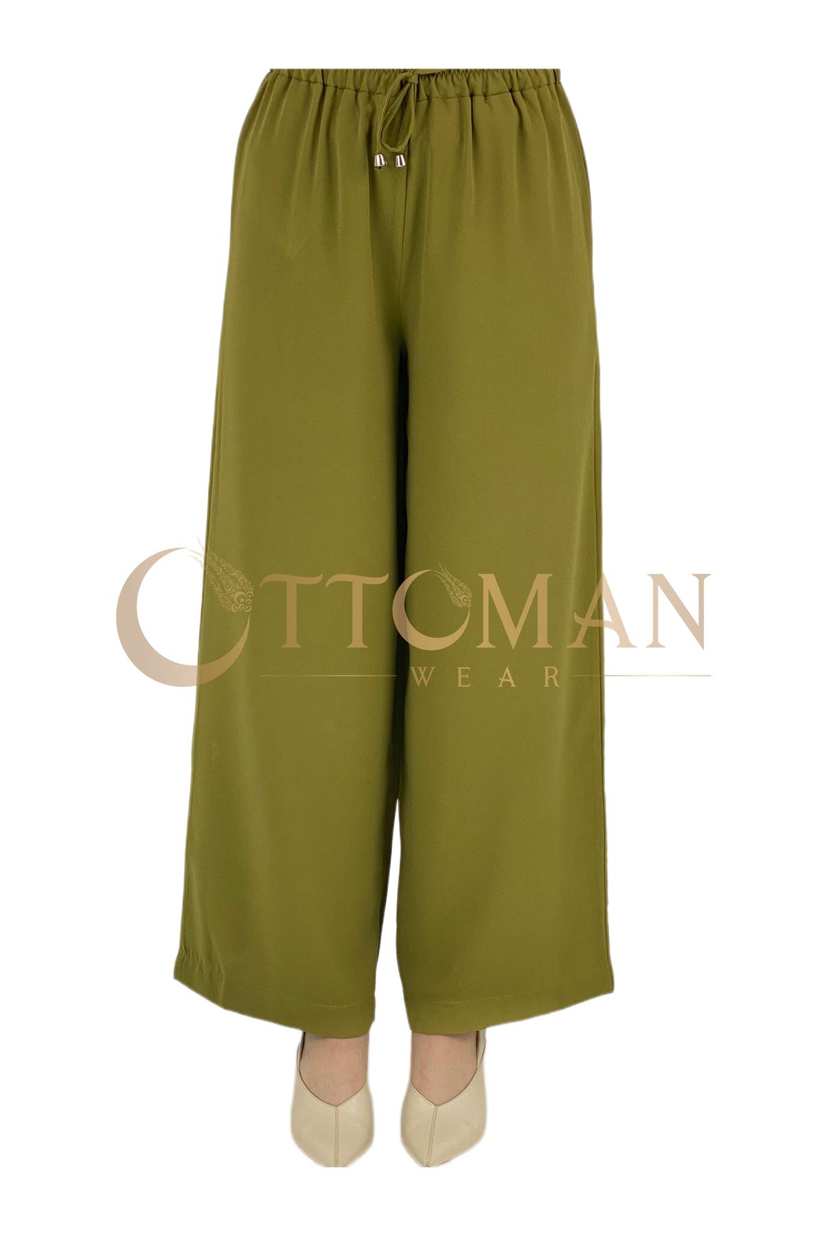 OTW3009 Bol Paça Pantolon Yağ Yeşili