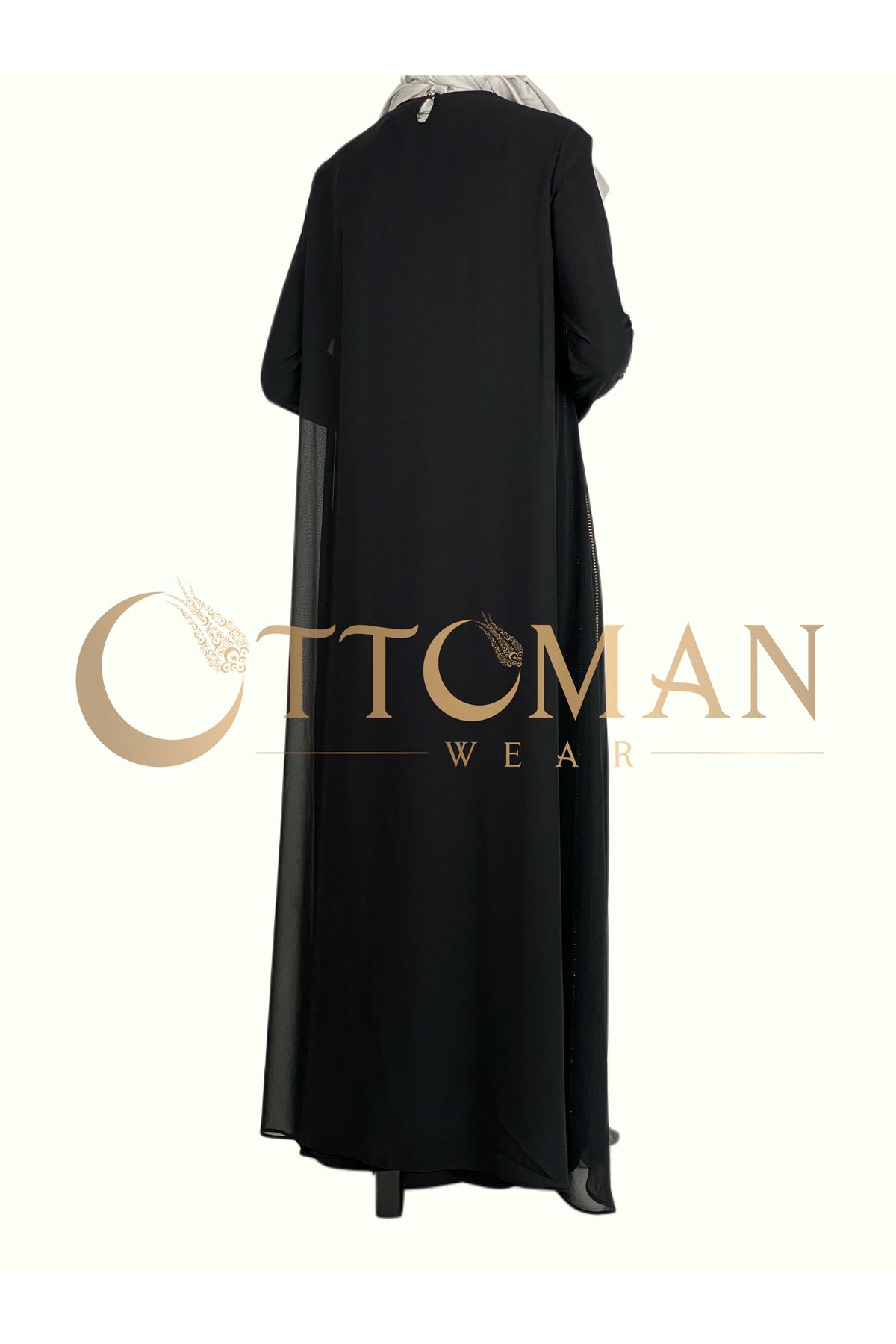 OTW887 Büyük Beden Şifon Elbise Siyah
