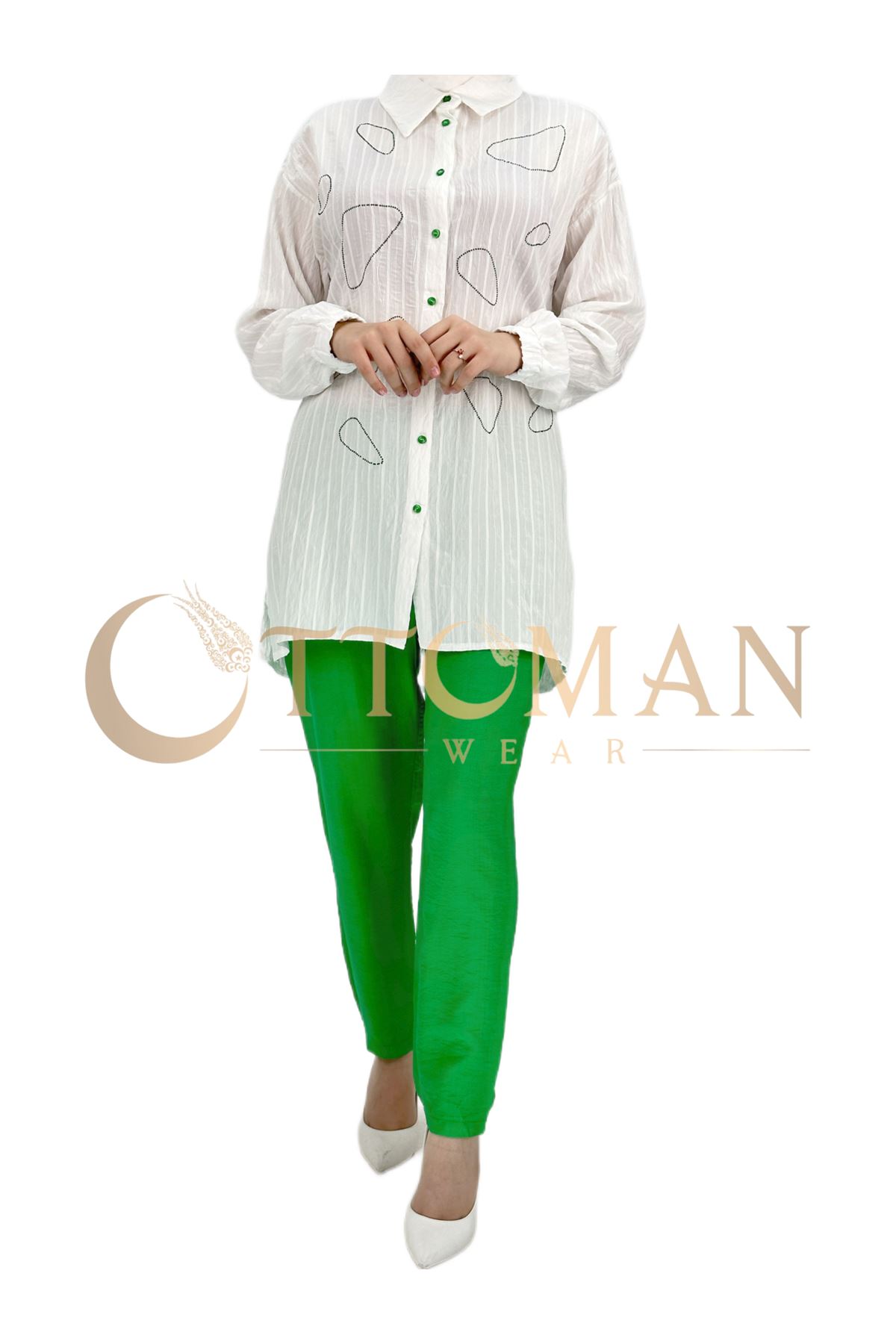 OTW9579 Pantolonlu Takım Yeşil