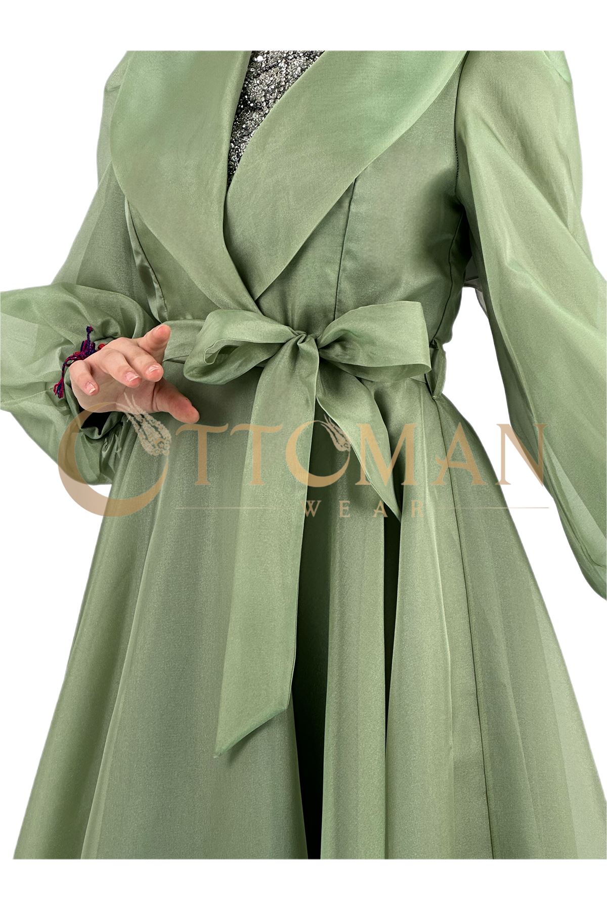 OTW4523 Abiye Elbise Yeşil