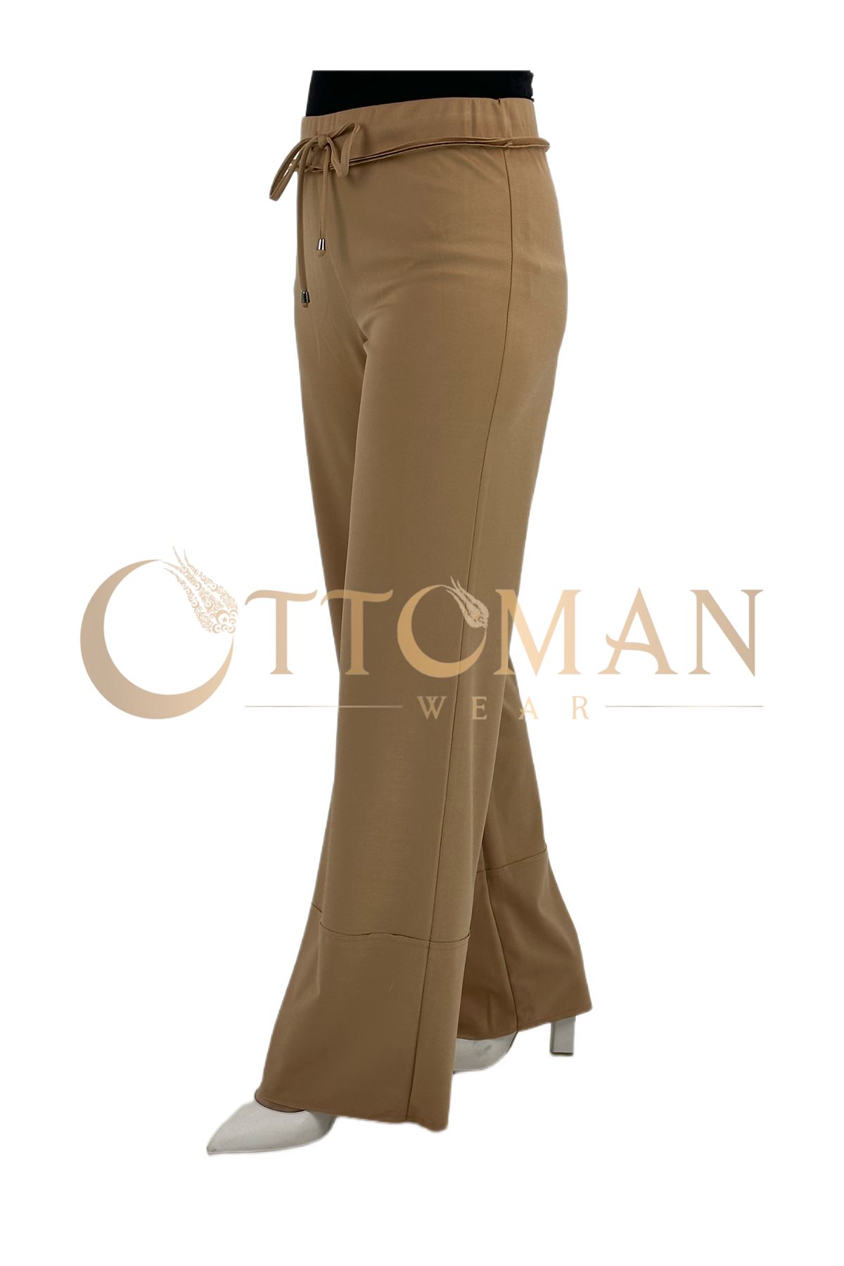 OTW5384 Geniş Örme Pantolon Camel