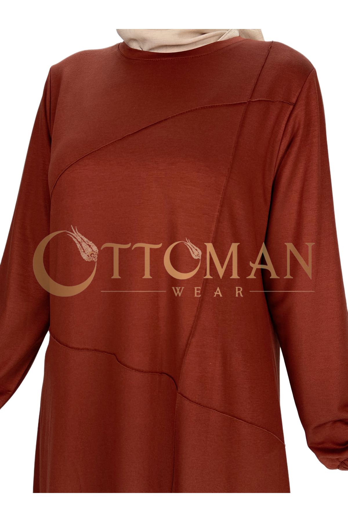 OTW513 İki İplik Elbise Kiremit