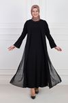 OTW50001 Büyük Beden Sandy Abiye Elbise Siyah