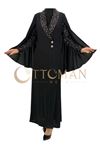 OTW38924 Pelerinli Abiye Elbise Siyah